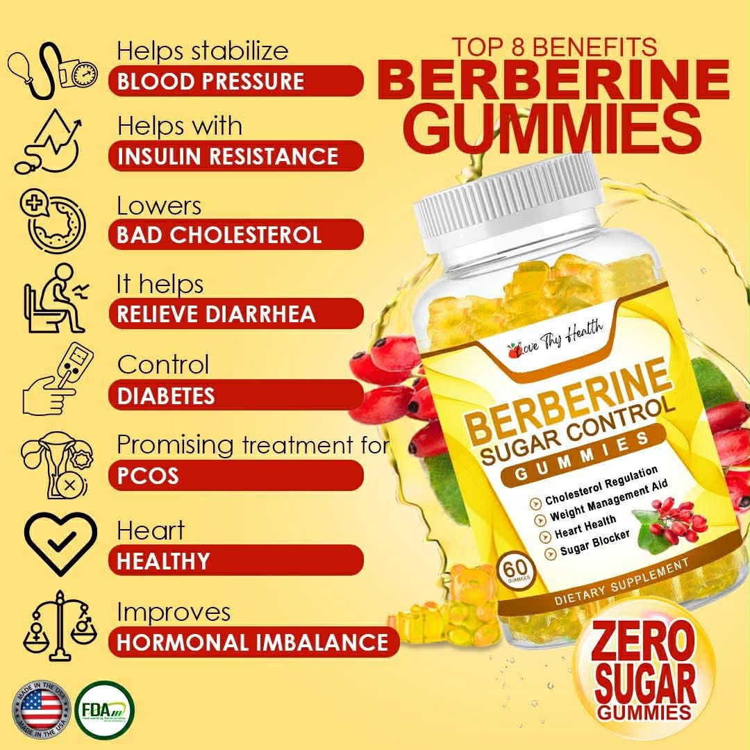 Berberine Gummies 60 pcs | Zero Sugar | Made in USA